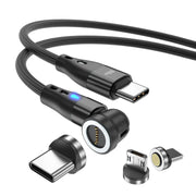 ENKAY PD60W Type-C to Type-C / 8 Pin / Micro USB Magnetic 540 Degrees Rotating Fast Charging Cable, Length:1m(Black)