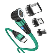 ENKAY PD60W Type-C to Type-C / 8 Pin / Micro USB Magnetic 540 Degrees Rotating Fast Charging Cable, Length:2m(Green)