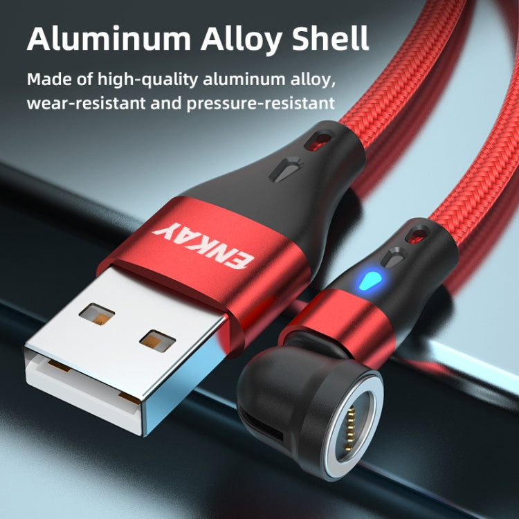 ENKAY 3 in 1 3A USB to Type-C / 8 Pin / Micro USB Magnetic 540 Degrees Rotating Fast Charging Cable, Length:1m(Red)