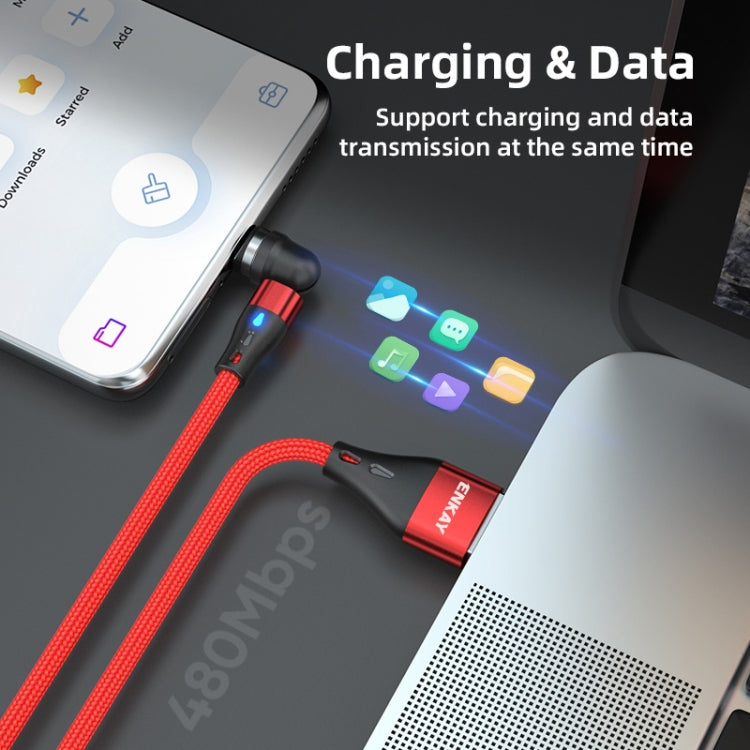 ENKAY 3 in 1 3A USB to Type-C / 8 Pin / Micro USB Magnetic 540 Degrees Rotating Fast Charging Cable, Length:1m(Red)