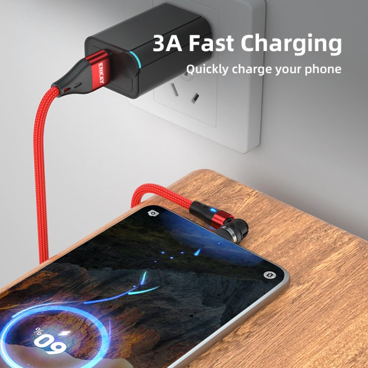 ENKAY 3 in 1 3A USB to Type-C / 8 Pin / Micro USB Magnetic 540 Degrees Rotating Fast Charging Cable, Length:2m(Red) - free shipping - PMC Jewellery - Order now!
