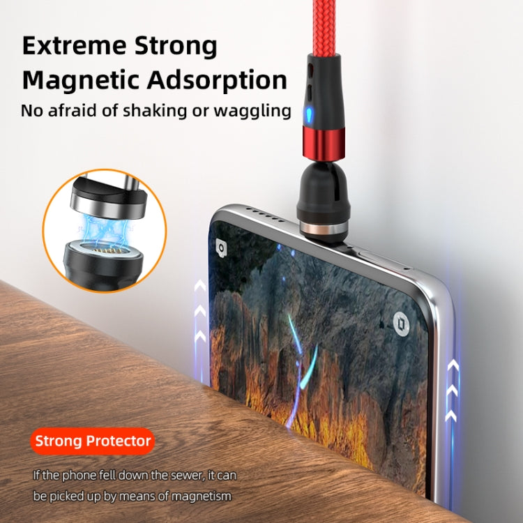 ENKAY 3 in 1 3A USB to Type-C / 8 Pin / Micro USB Magnetic 540 Degrees Rotating Fast Charging Cable, Length:1m(Red)