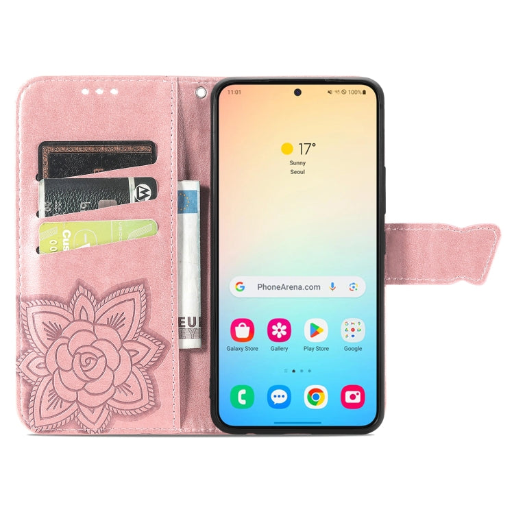 For Samsung Galaxy S24 5G Butterfly Love Flower Embossed Leather Phone Case(Rose Gold)