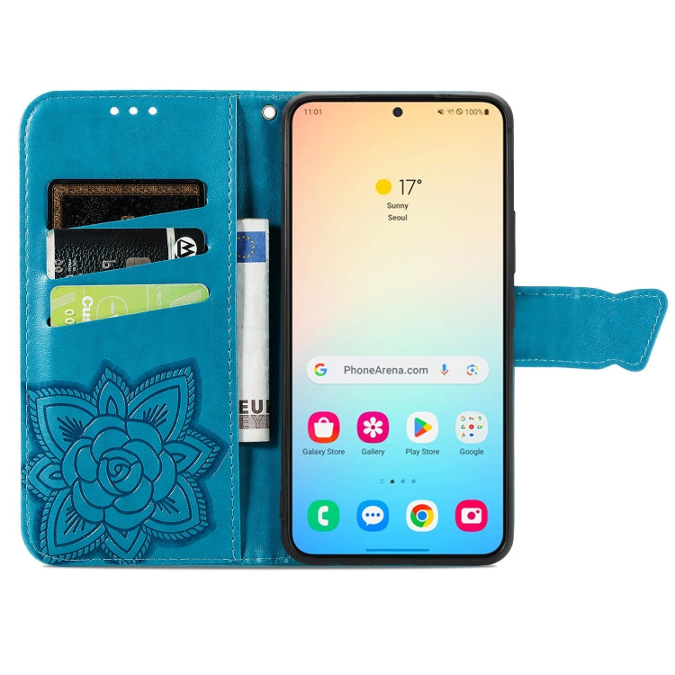 For Samsung Galaxy S24 5G Butterfly Love Flower Embossed Leather Phone Case(Blue) - Galaxy S24 5G Cases by PMC TechLife | Online Shopping South Africa | PMC TechLife