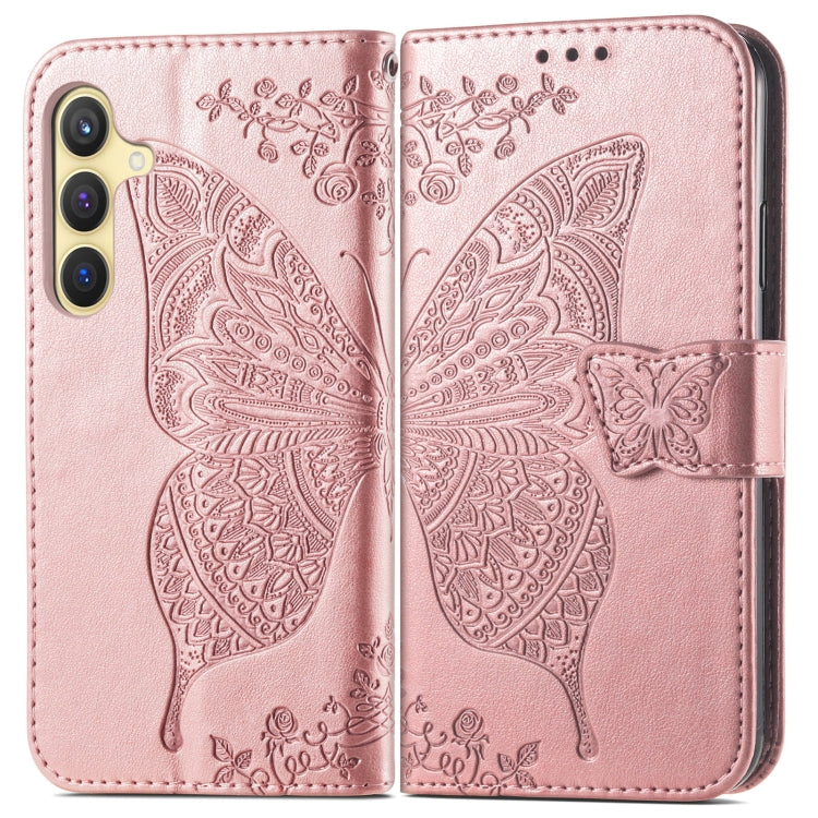 For Samsung Galaxy S24+ 5G Butterfly Love Flower Embossed Leather Phone Case(Rose Gold) - Galaxy S24+ 5G Cases by PMC TechLife | Online Shopping South Africa | PMC TechLife