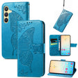 For Samsung Galaxy S24+ 5G Butterfly Love Flower Embossed Leather Phone Case(Blue) - Galaxy S24+ 5G Cases by PMC TechLife | Online Shopping South Africa | PMC TechLife