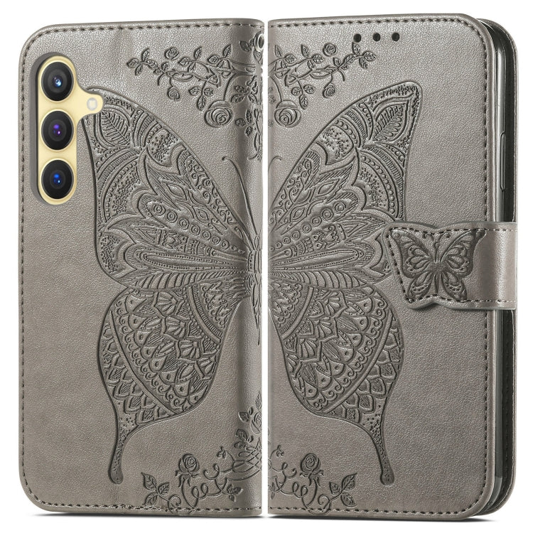For Samsung Galaxy S24+ 5G Butterfly Love Flower Embossed Leather Phone Case(Gray) - Galaxy S24+ 5G Cases by PMC TechLife | Online Shopping South Africa | PMC TechLife