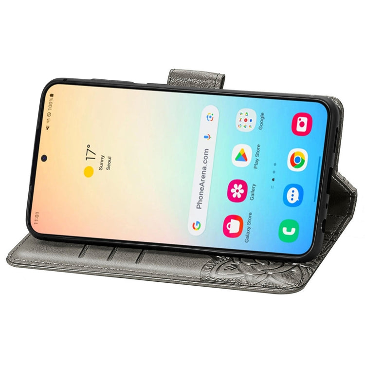 For Samsung Galaxy S24+ 5G Butterfly Love Flower Embossed Leather Phone Case(Gray) - Galaxy S24+ 5G Cases by PMC TechLife | Online Shopping South Africa | PMC TechLife