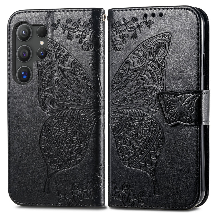 For Samsung Galaxy S24 Ultra 5G Butterfly Love Flower Embossed Leather Phone Case(Black) - Galaxy S24 Ultra 5G Cases by PMC TechLife | Online Shopping South Africa | PMC TechLife