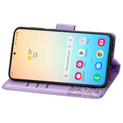 For Samsung Galaxy S25+ 5G Butterfly Love Flower Embossed Leather Phone Case(Light Purple)