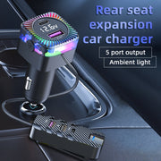 YQ3 66W Super Fast Charging 5 Port Rear Seat Extended Car Charger