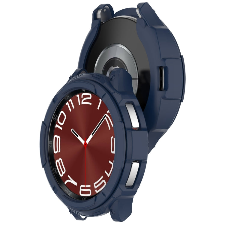 For Samsung Galaxy Watch 6 Classic 43mm Rotating Ring  + TPU Armor Watch Protective Case(Blue) - Watch Cases by PMC TechLife | Online Shopping South Africa | PMC TechLife