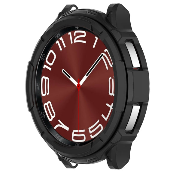 For Samsung Galaxy Watch 6 Classic 47mm Rotating Ring  + TPU Armor Watch Protective Case(Black)