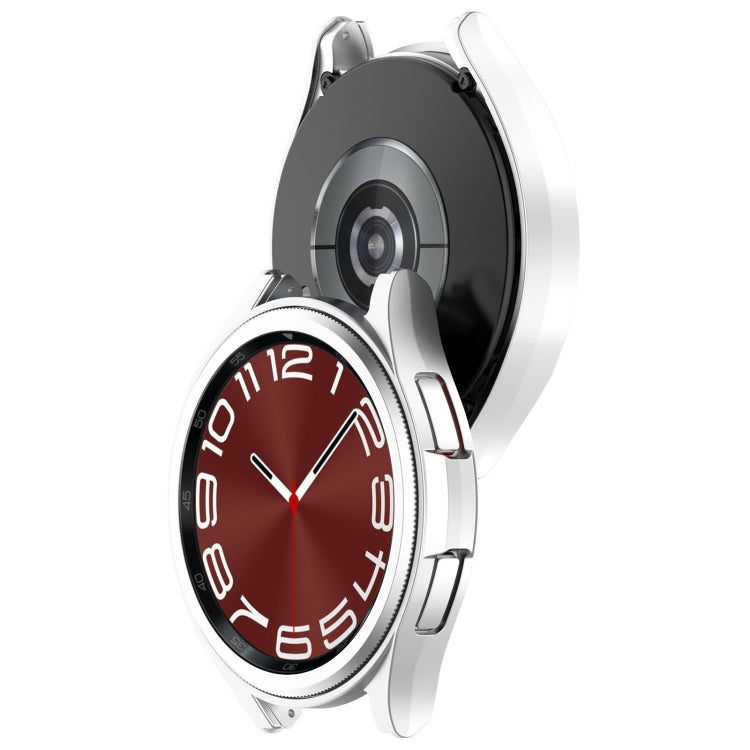 For Samsung Galaxy Watch 6 Classic 43mm Half Coverage Hollow PC Watch Protective Case(Silver) - Watch Cases by PMC TechLife | Online Shopping South Africa | PMC TechLife