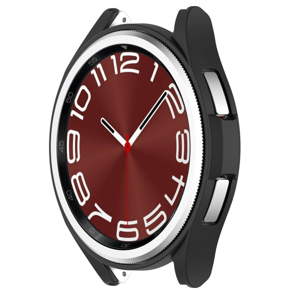 For Samsung Galaxy Watch 6 Classic 47mm Half Coverage Hollow PC Watch Protective Case(Black)