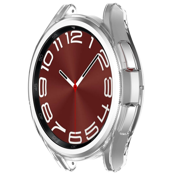 For Samsung Galaxy Watch6 Classic 47mm Electroplated TPU Half Pack Hollow Watch Protective Case(Transparent)