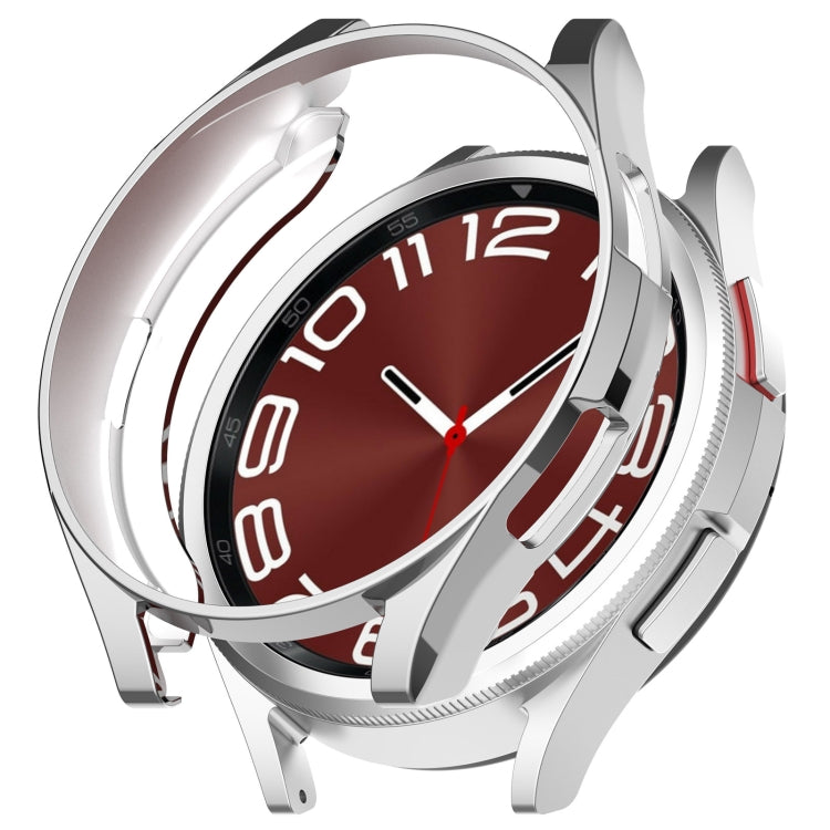 For Samsung Galaxy Watch6 Classic 47mm Electroplated TPU Half Pack Hollow Watch Protective Case(Silver) - Watch Cases by PMC TechLife | Online Shopping South Africa | PMC TechLife