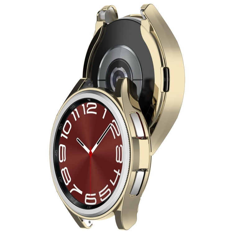 For Samsung Galaxy Watch6 Classic 47mm Electroplated TPU Half Pack Hollow Watch Protective Case(Gold) - Watch Cases by PMC TechLife | Online Shopping South Africa | PMC TechLife