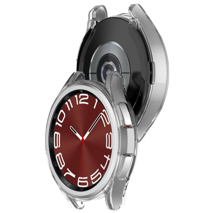 For Samsung Galaxy Watch6 Classic 43mm Electroplated TPU Half Pack Hollow Watch Protective Case(Transparent) - Watch Cases by PMC TechLife | Online Shopping South Africa | PMC TechLife