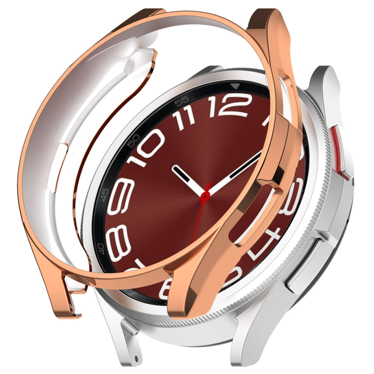 For Samsung Galaxy Watch6 Classic 43mm Electroplated TPU Half Pack Hollow Watch Protective Case(Rose Gold) - Watch Cases by PMC TechLife | Online Shopping South Africa | PMC TechLife