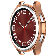 For Samsung Galaxy Watch6 Classic 43mm Electroplated TPU Half Pack Hollow Watch Protective Case(Rose Gold)