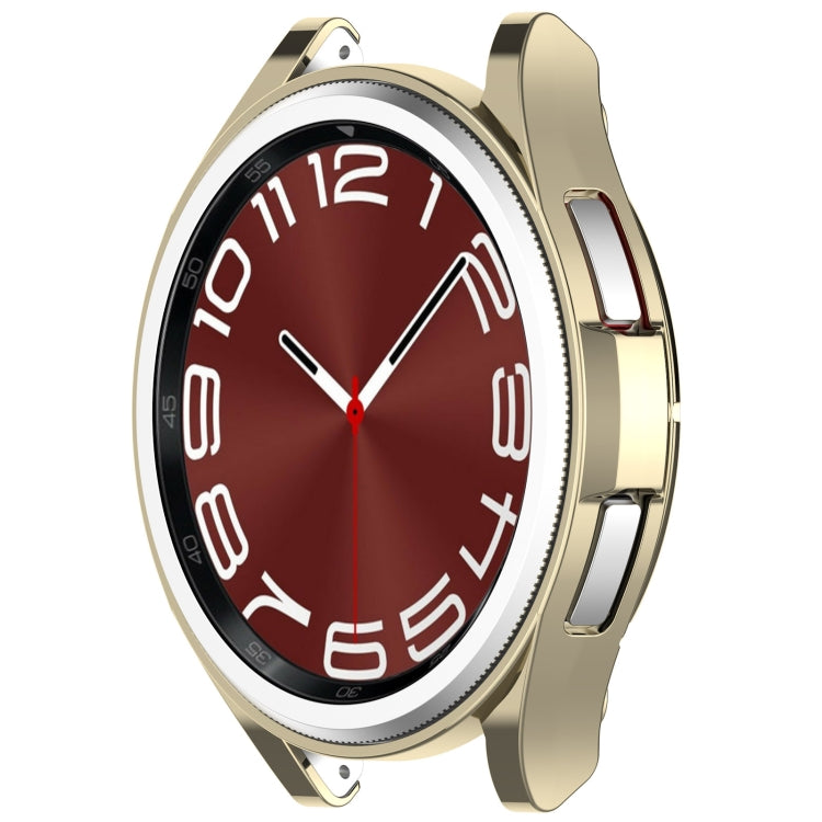 For Samsung Galaxy Watch6 Classic 43mm Electroplated TPU Half Pack Hollow Watch Protective Case(Gold) - Watch Cases by PMC TechLife | Online Shopping South Africa | PMC TechLife