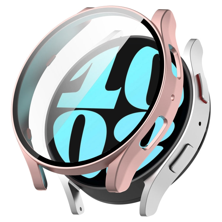For Samsung Galaxy Watch6 44mm PC + Tempered Film Integrated Watch Protective Case(Rose Gold) - Watch Cases by PMC TechLife | Online Shopping South Africa | PMC TechLife