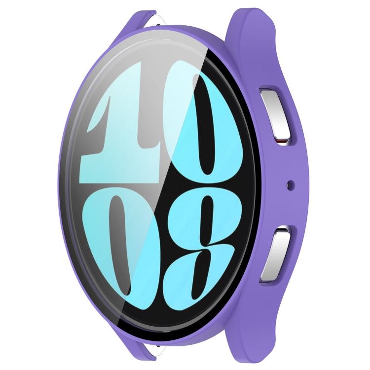 For Samsung Galaxy Watch6 44mm PC + Tempered Film Integrated Watch Protective Case(Purple) - Watch Cases by PMC TechLife | Online Shopping South Africa | PMC TechLife