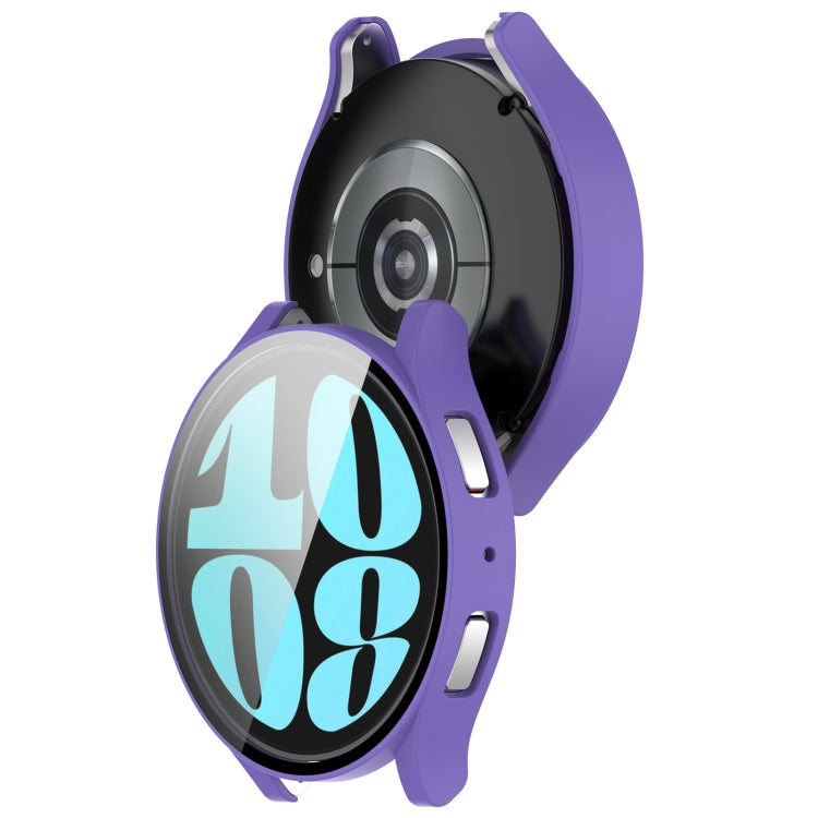 For Samsung Galaxy Watch6 44mm PC + Tempered Film Integrated Watch Protective Case(Purple) - Watch Cases by PMC TechLife | Online Shopping South Africa | PMC TechLife