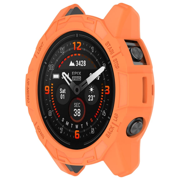 For Garmin Epix Pro 51mm / Fenix 7X / 7X Pro Armored TPU Half Wrapped Watch Protective Case(Orange)
