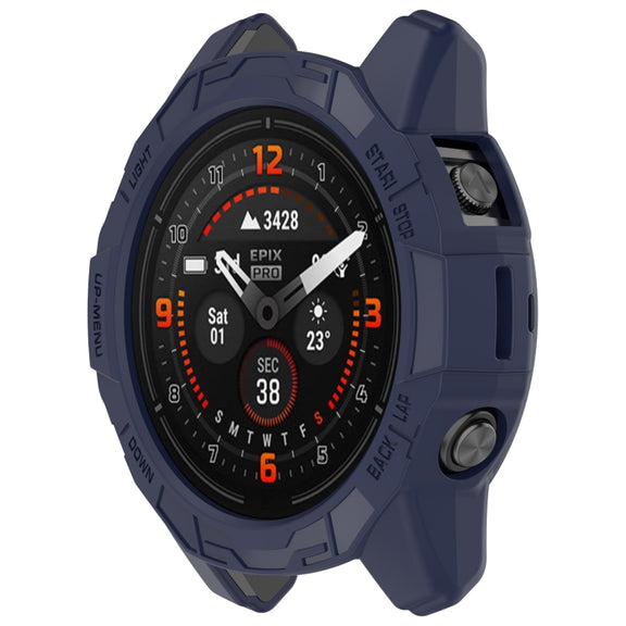 For Garmin Epix Pro / Epix Pro Gen 2 47mm / Fenix 7 / 7 Pro Armored TPU Half Wrapped Watch Protective Case(Blue)