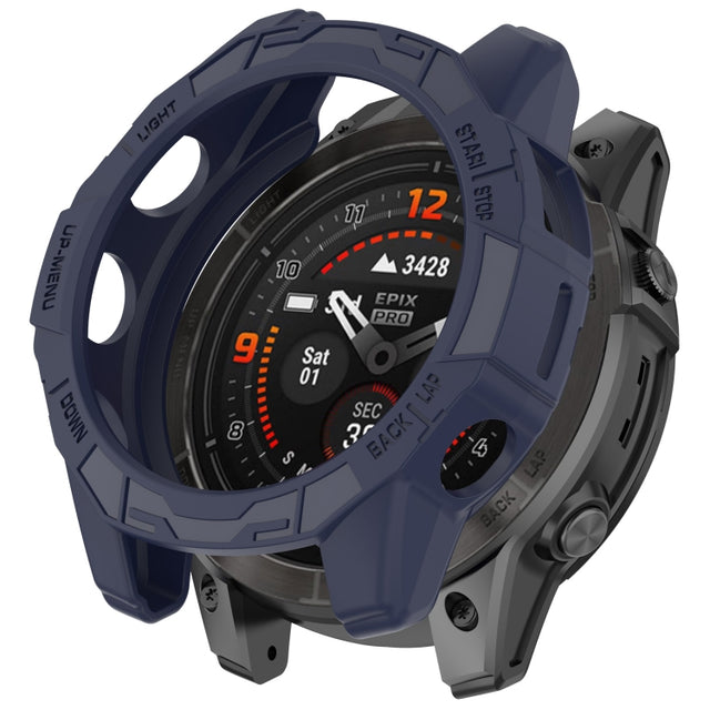 For Garmin Epix Pro / Epix Pro Gen 2 47mm / Fenix 7 / 7 Pro Armored TPU Half Wrapped Watch Protective Case(Blue)