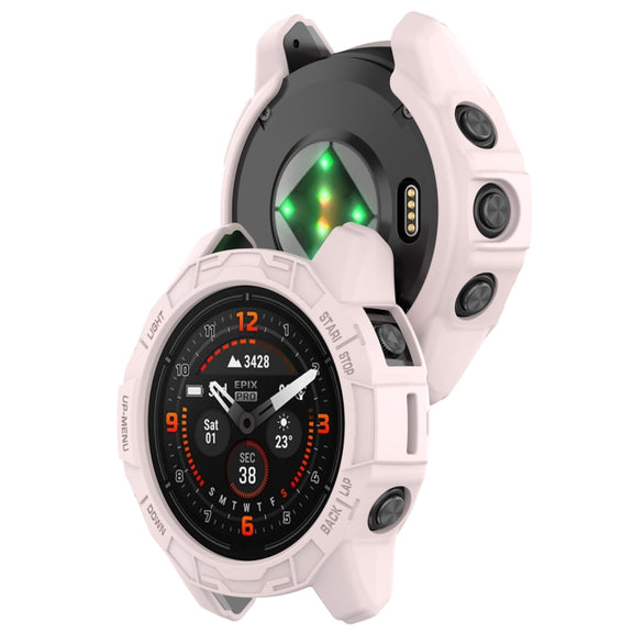 For Garmin Epix Pro 47mm / Fenix 7 / 7 Pro Armored TPU Half Wrapped Watch Protective Case(Pink)
