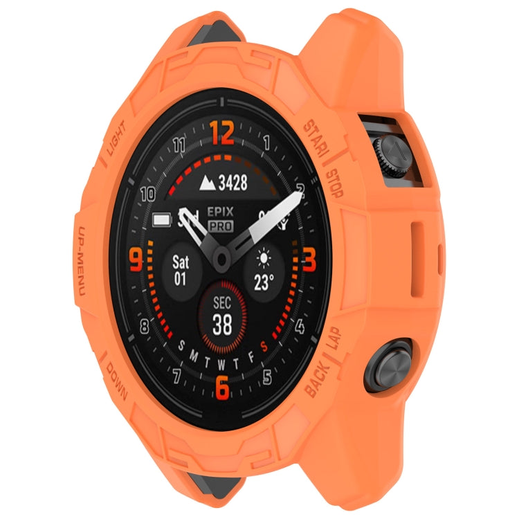 For Garmin Epix Pro 42mm / Fenix 7S / 7S Pro Armored TPU Half Wrapped Watch Protective Case(Orange) - Watch Cases by PMC TechLife | Online Shopping South Africa | PMC TechLife