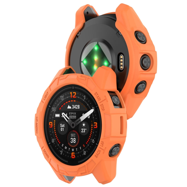 For Garmin Epix Pro 42mm / Fenix 7S / 7S Pro Armored TPU Half Wrapped Watch Protective Case(Orange) - Watch Cases by PMC TechLife | Online Shopping South Africa | PMC TechLife