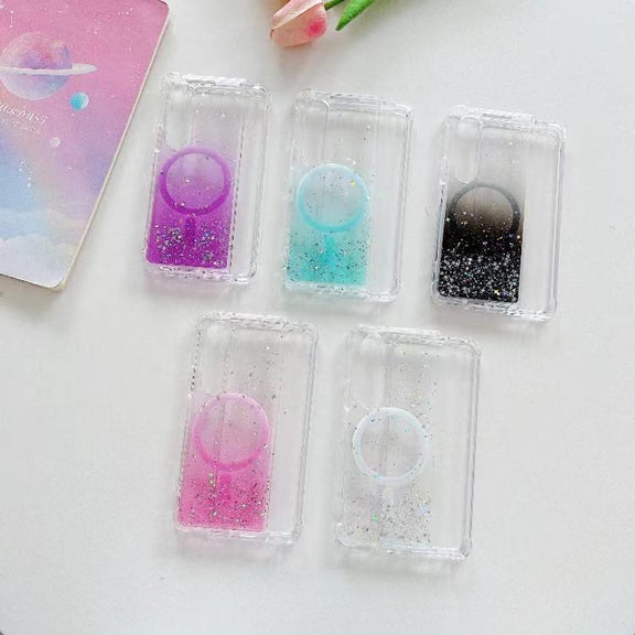 For Samsung Galaxy Z Fold5 Magsafe Glitter TPU Phone Protective Case(White)