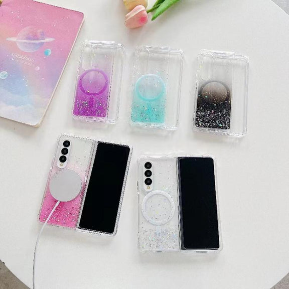 For Samsung Galaxy Z Fold5 Magsafe Glitter TPU Phone Protective Case(White)