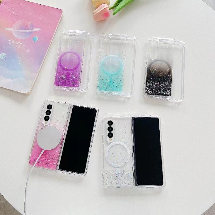 For Samsung Galaxy Z Fold5 Magsafe Glitter TPU Phone Protective Case(White)