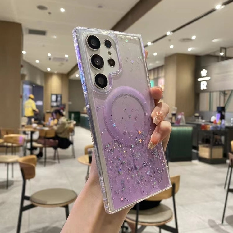 For Samsung Galaxy S22 Ultra 5G Magsafe Glitter TPU Phone Protective Case(Purple) - Galaxy S22 Ultra 5G Cases by PMC TechLife | Online Shopping South Africa | PMC TechLife