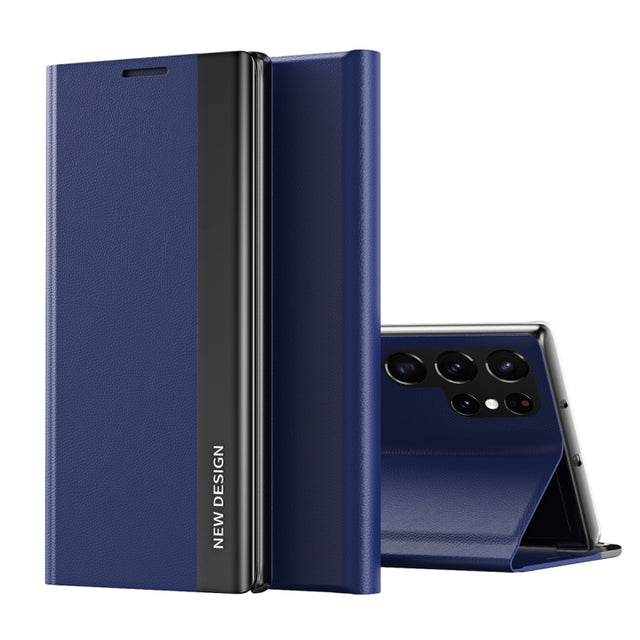 For Samsung Galaxy S24 Ultra 5G Side Electroplated Adsorption Leather Phone Case(Sapphire Blue)