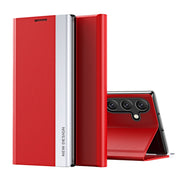 For Samsung Galaxy S25 5G Side Electroplated Adsorption Leather Phone Case(Red)