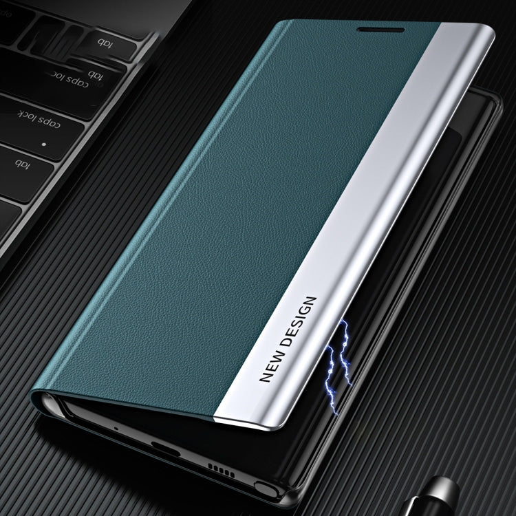 For Samsung Galaxy S24 Ultra 5G Side Electroplated Adsorption Leather Phone Case(Sapphire Blue) - Galaxy S24 Ultra 5G Cases by PMC TechLife | Online Shopping South Africa | PMC TechLife | Buy Now Pay Later Mobicred