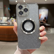 For iPhone 11 Pro Max MagSafe Gradient Glitter Electroplating TPU Phone Case(Silvery)