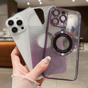 For iPhone 16 Pro Max Gradient Glitter Electroplating MagSafe TPU Phone Case(Purple)
