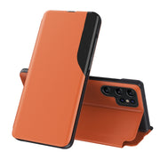 For Samsung Galaxy S25 Ultra 5G Attraction Flip Holder Leather Phone Case(Orange)