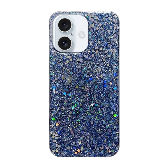For iPhone 16 Plus Glitter Sequins Epoxy TPU Phone Case(Blue)