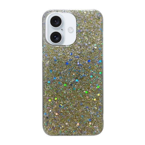 For iPhone 16 Plus Glitter Sequins Epoxy TPU Phone Case(Gold)