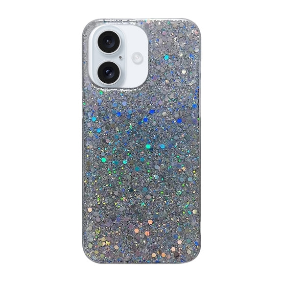 For iPhone 16 Plus Glitter Sequins Epoxy TPU Phone Case(Silver)