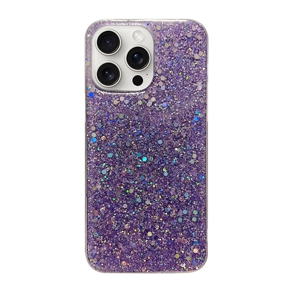 For iPhone 16 Pro Max Glitter Sequins Epoxy TPU Phone Case(Purple)