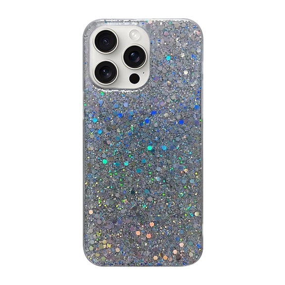 For iPhone 16 Pro Max Glitter Sequins Epoxy TPU Phone Case(Silver)